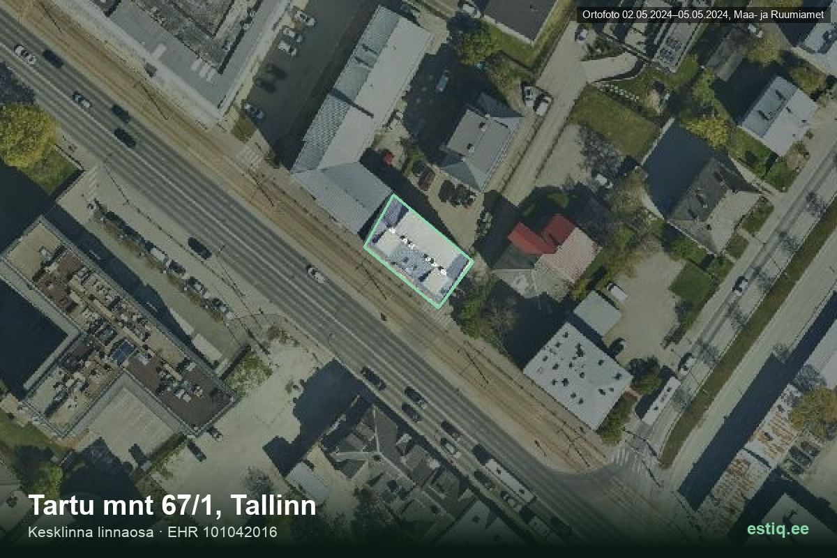 Tartu mnt 67/1, Tallinn – aerial photo of the building, outline from the Building Register (EHR)