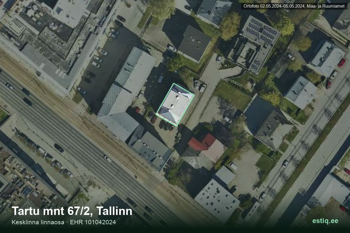 Tartu mnt 67/2, Tallinn – hoone aerofoto, kontuur ehitisregistri (EHR) andmetest