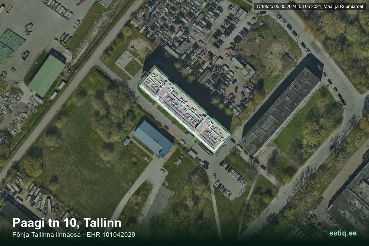 Paagi tänav 10, Tallinn – hoone aerofoto, kontuur ehitisregistri (EHR) andmetest