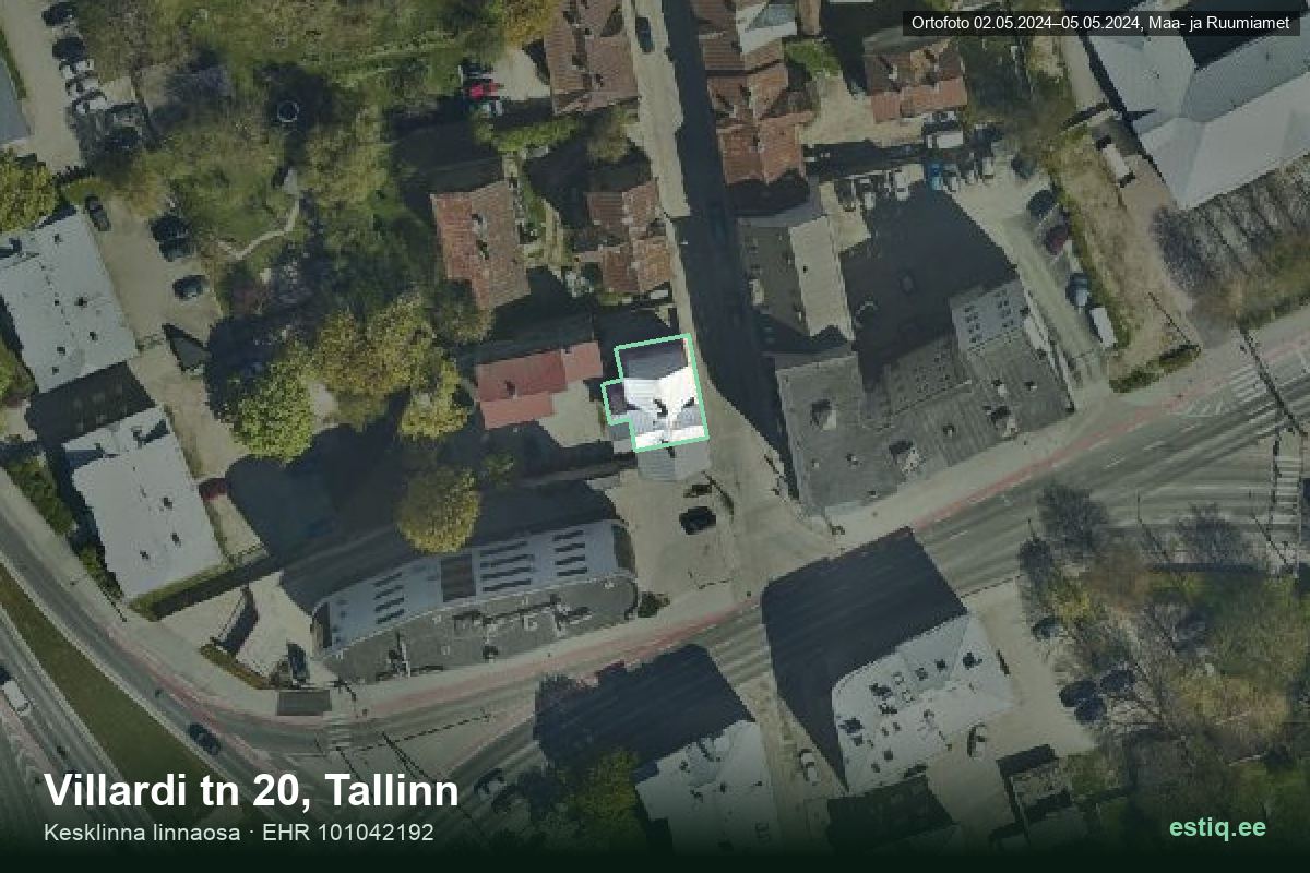 Villardi tänav 20, Tallinn – hoone aerofoto, kontuur ehitisregistri (EHR) andmetest