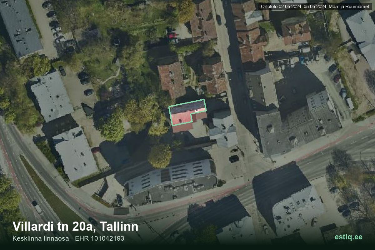 Villardi tänav 20a, Tallinn – ilmakuva rakennuksesta, ääriviiva rakennusrekisteristä (EHR)