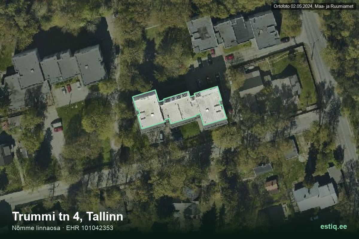 Trummi tänav 4, Tallinn – aerial photo of the building, outline from the Building Register (EHR)