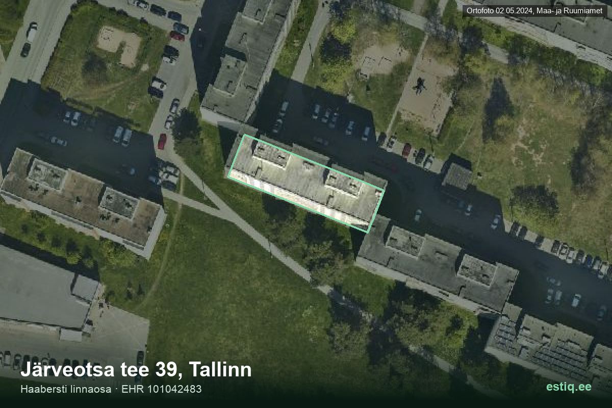 Järveotsa tee 39, Tallinn – hoone aerofoto, kontuur ehitisregistri (EHR) andmetest