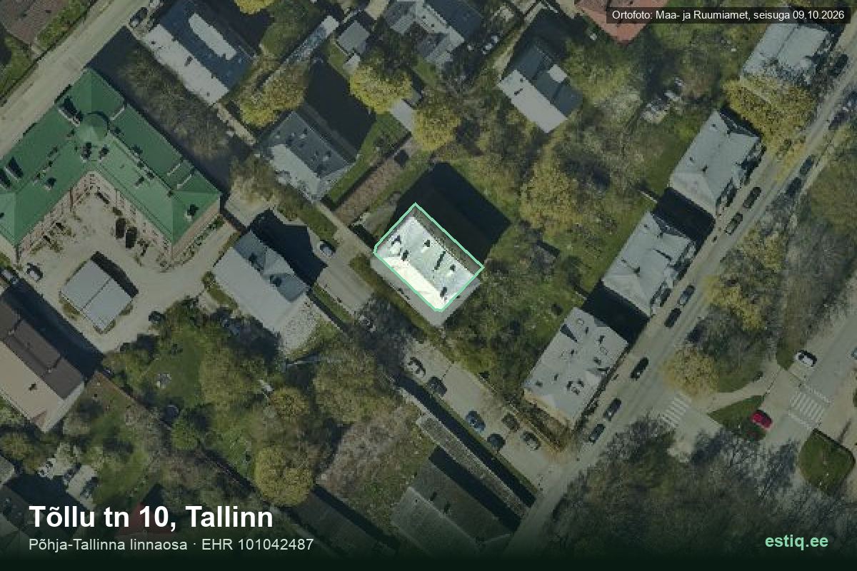 Tõllu tänav 10, Tallinn – ilmakuva rakennuksesta, ääriviiva rakennusrekisteristä (EHR)