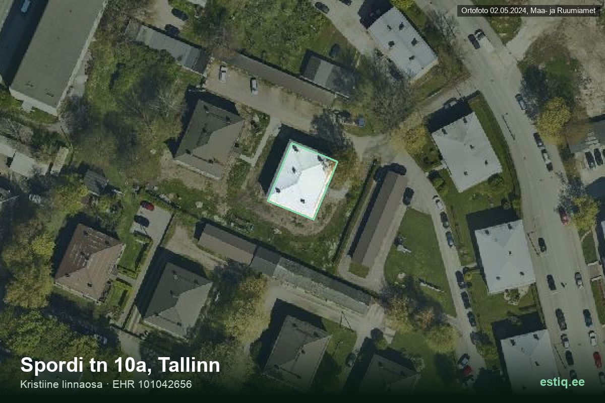 Spordi tänav 10a, Tallinn – hoone aerofoto, kontuur ehitisregistri (EHR) andmetest