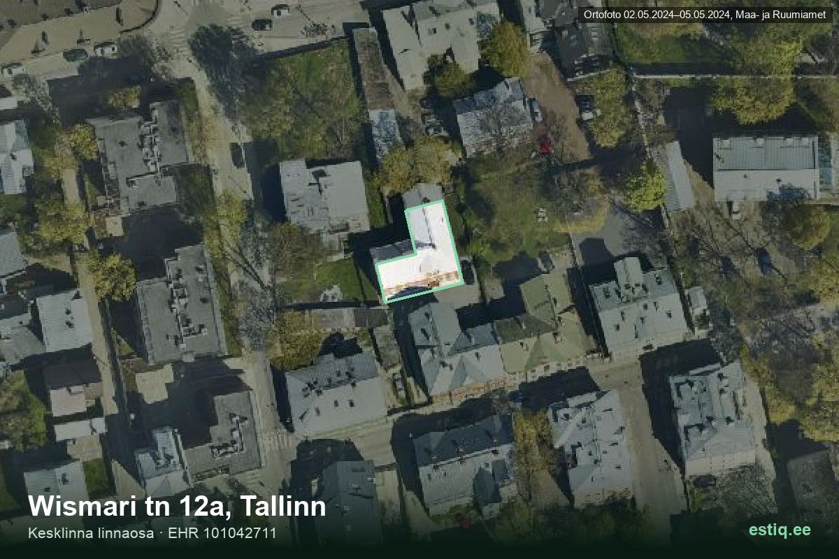 Wismari tänav 12a, Tallinn – aerial photo of the building, outline from the Building Register (EHR)