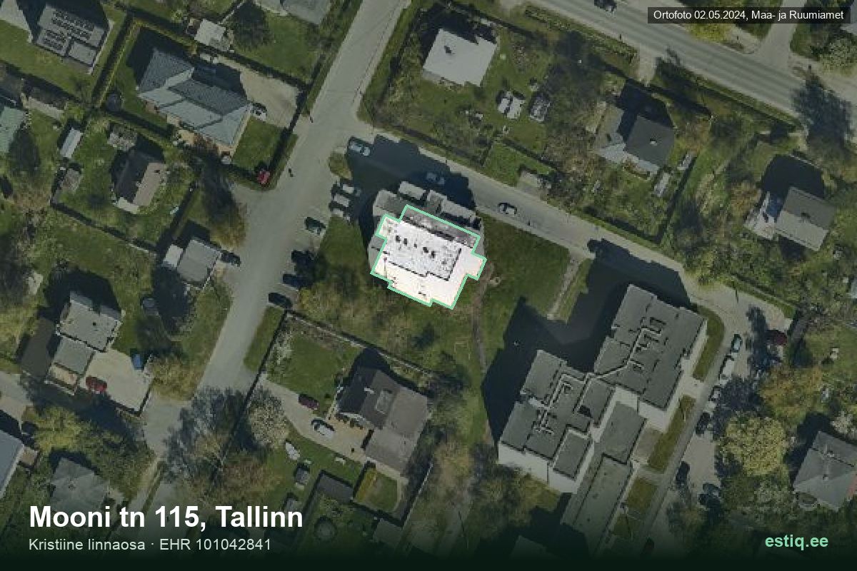 Mooni tänav 115, Tallinn – aerial photo of the building, outline from the Building Register (EHR)
