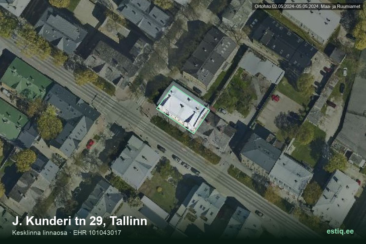 J. Kunderi tänav 29, Tallinn – hoone aerofoto, kontuur ehitisregistri (EHR) andmetest
