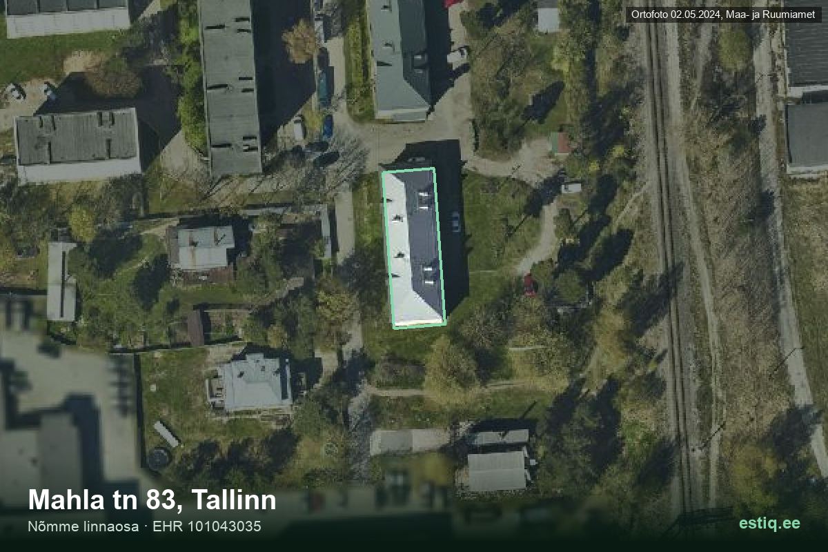 Mahla tänav 83, Tallinn – hoone aerofoto, kontuur ehitisregistri (EHR) andmetest