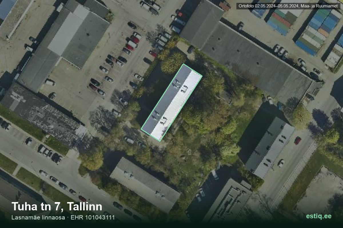 Tuha tänav 7, Tallinn – aerial photo of the building, outline from the Building Register (EHR)