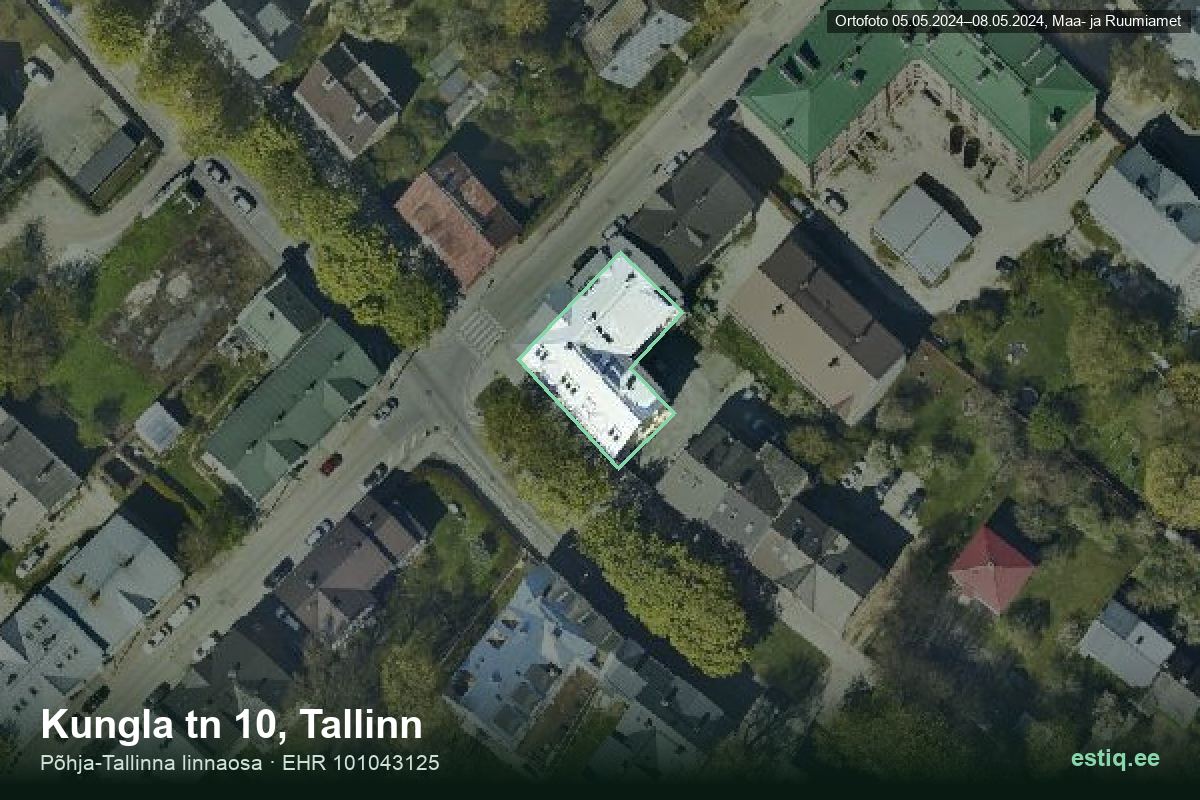 Kungla tänav 10, Tallinn – aerial photo of the building, outline from the Building Register (EHR)