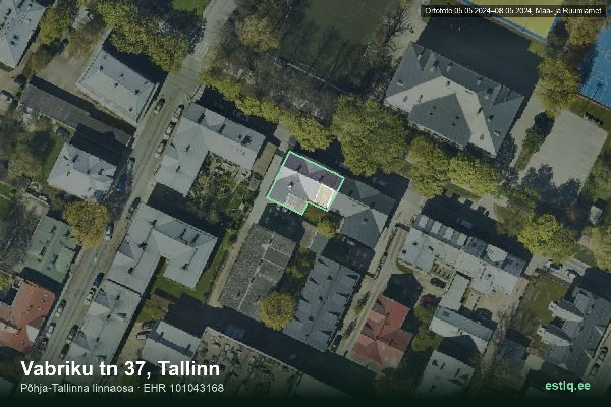 Vabriku tänav 37, Tallinn – hoone aerofoto, kontuur ehitisregistri (EHR) andmetest