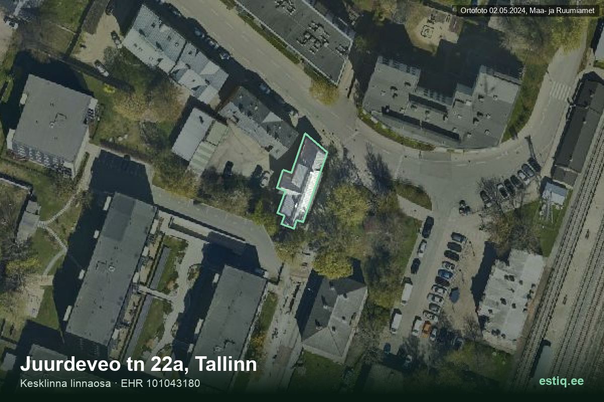Juurdeveo tänav 22a, Tallinn – ilmakuva rakennuksesta, ääriviiva rakennusrekisteristä (EHR)