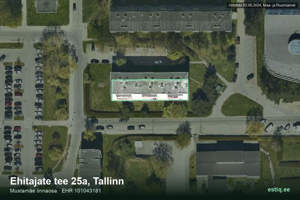 Ehitajate tee 25a, Tallinn – hoone aerofoto, kontuur ehitisregistri (EHR) andmetest