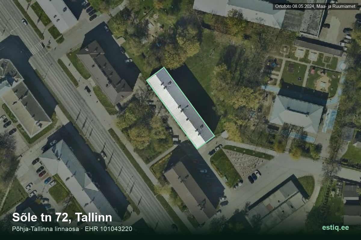 Sõle tänav 72, Tallinn – hoone aerofoto, kontuur ehitisregistri (EHR) andmetest