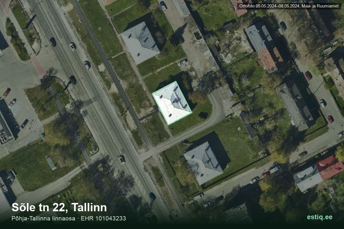 Sõle tänav 22, Tallinn – hoone aerofoto, kontuur ehitisregistri (EHR) andmetest
