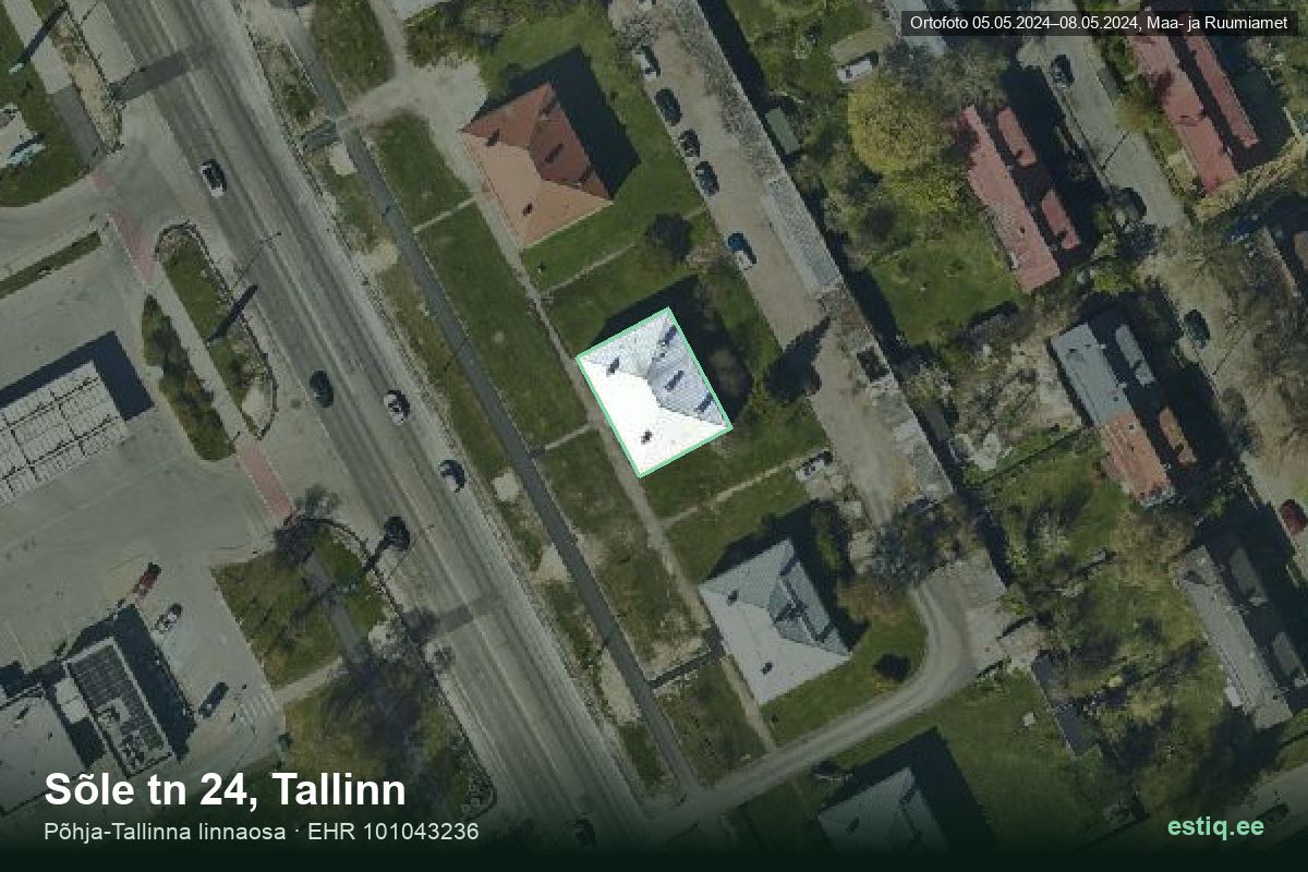 Sõle tänav 24, Tallinn – hoone aerofoto, kontuur ehitisregistri (EHR) andmetest