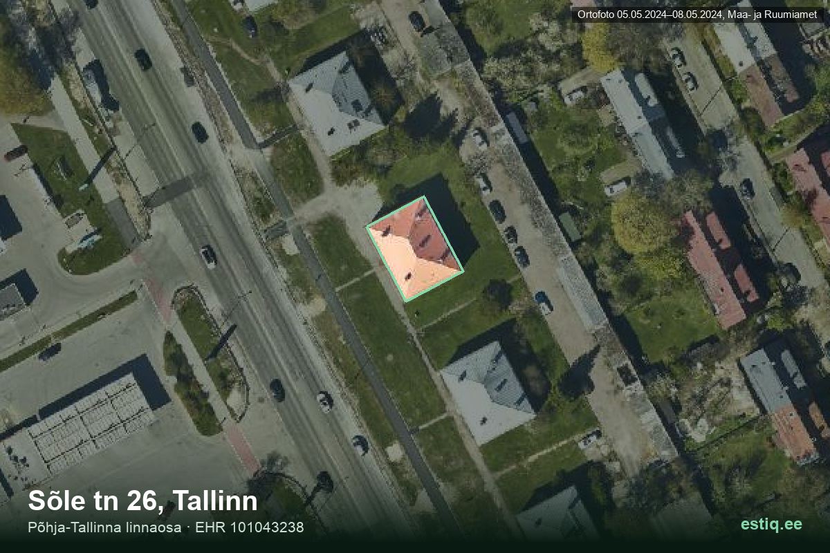 Sõle tänav 26, Tallinn – hoone aerofoto, kontuur ehitisregistri (EHR) andmetest