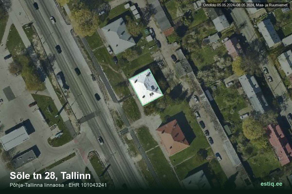 Sõle tänav 28, Tallinn – hoone aerofoto, kontuur ehitisregistri (EHR) andmetest