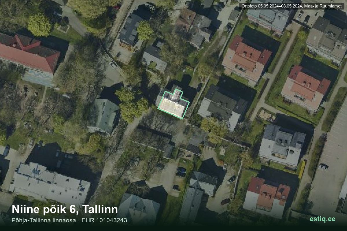 Niine põik 6, Tallinn – aerial photo of the building, outline from the Building Register (EHR)