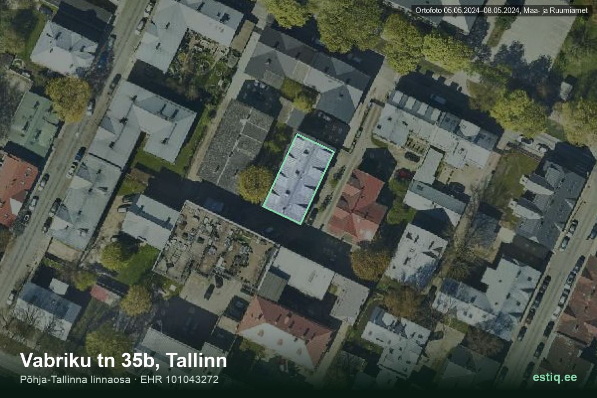 Vabriku tänav 35b, Tallinn – hoone aerofoto, kontuur ehitisregistri (EHR) andmetest