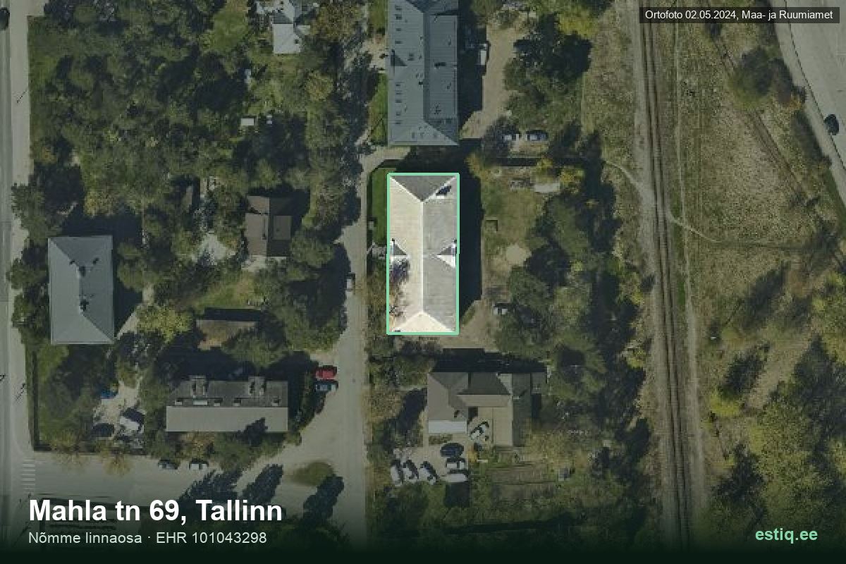 Mahla tänav 69, Tallinn – hoone aerofoto, kontuur ehitisregistri (EHR) andmetest