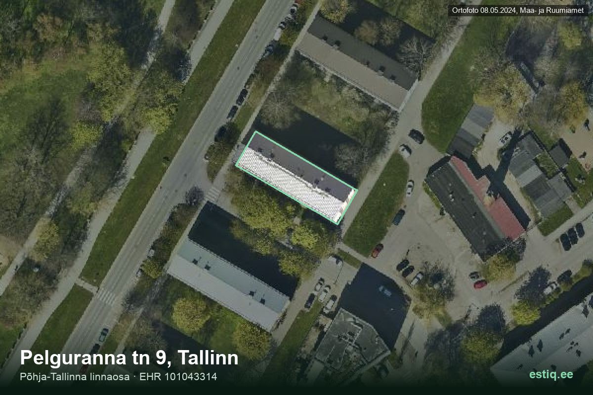 Pelguranna tänav 9, Tallinn – hoone aerofoto, kontuur ehitisregistri (EHR) andmetest