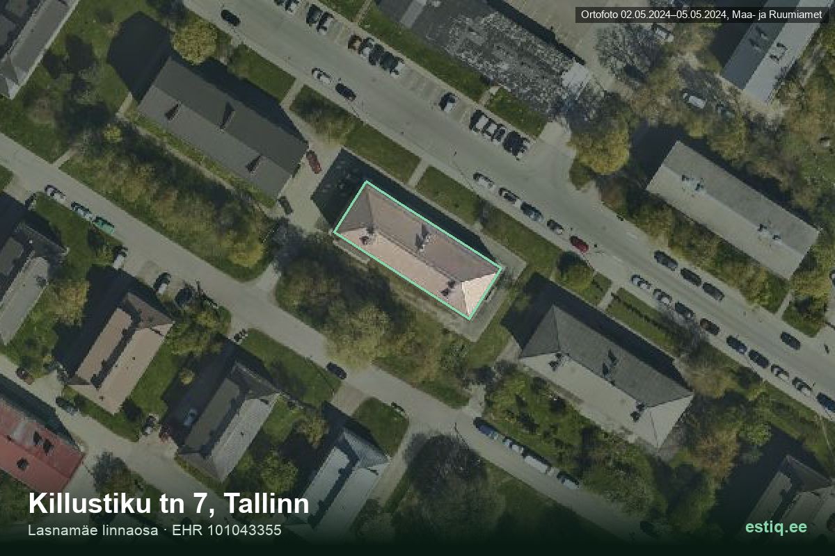 Killustiku tänav 7, Tallinn – aerial photo of the building, outline from the Building Register (EHR)