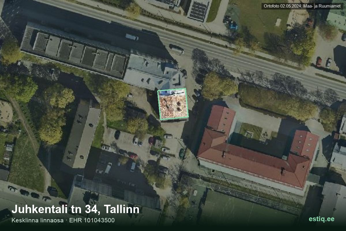 Juhkentali tänav 34, Tallinn – aerial photo of the building, outline from the Building Register (EHR)