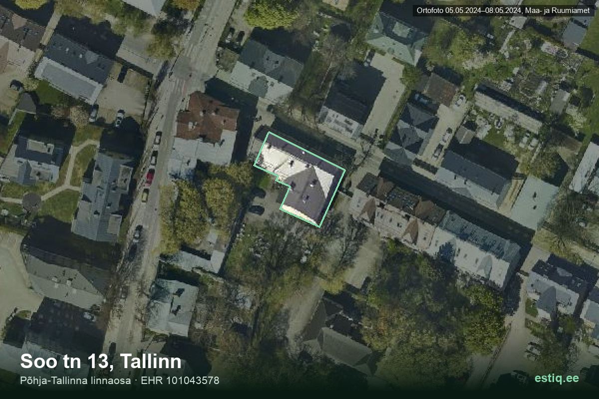 Soo tänav 13, Tallinn – ilmakuva rakennuksesta, ääriviiva rakennusrekisteristä (EHR)