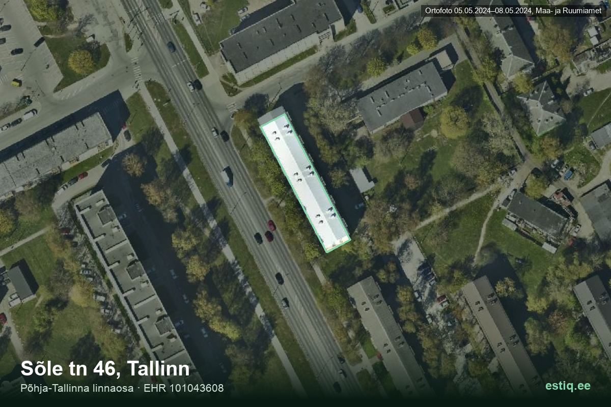Sõle tänav 46, Tallinn – hoone aerofoto, kontuur ehitisregistri (EHR) andmetest