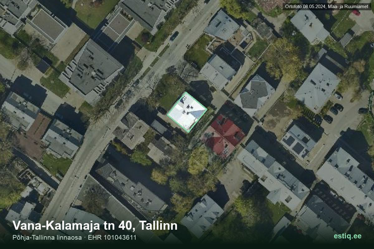 Vana-Kalamaja tänav 40, Tallinn – hoone aerofoto, kontuur ehitisregistri (EHR) andmetest