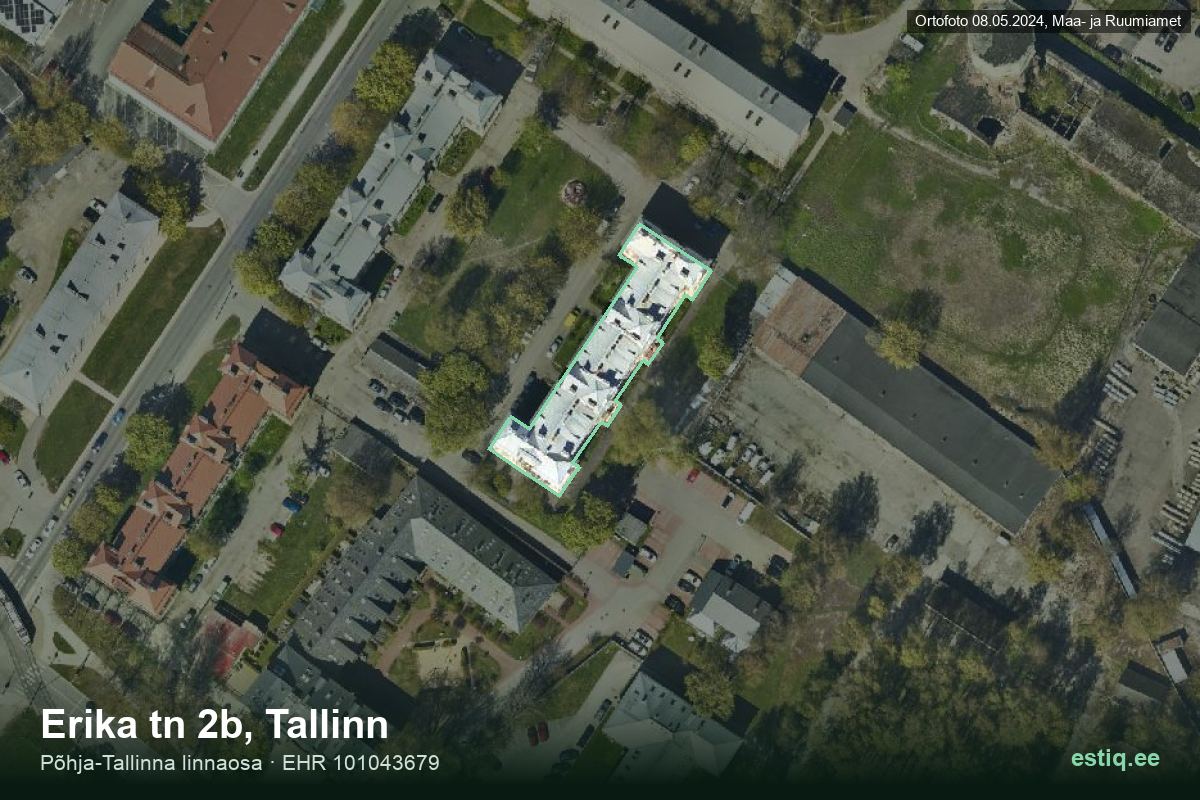 Erika tänav 2b, Tallinn – hoone aerofoto, kontuur ehitisregistri (EHR) andmetest