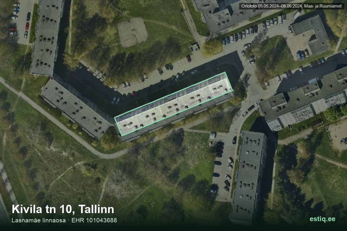Kivila tänav 10, Tallinn – hoone aerofoto, kontuur ehitisregistri (EHR) andmetest