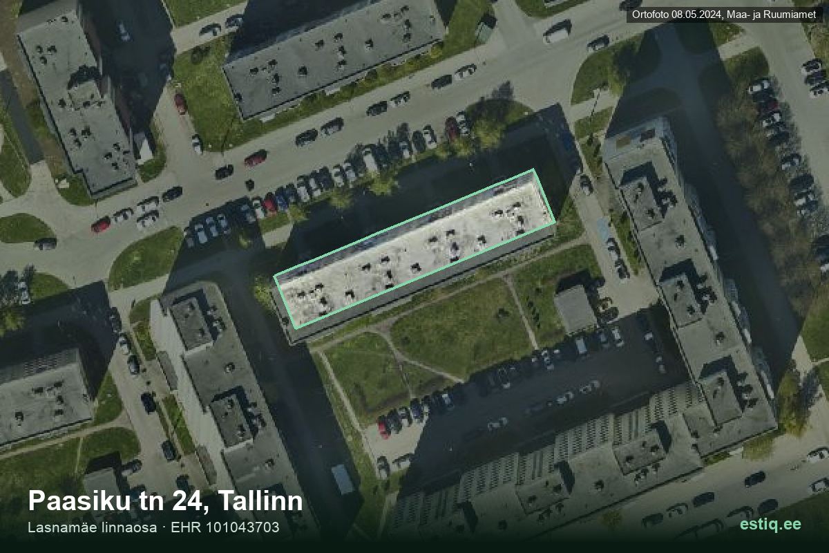 Paasiku tänav 24, Tallinn – ilmakuva rakennuksesta, ääriviiva rakennusrekisteristä (EHR)