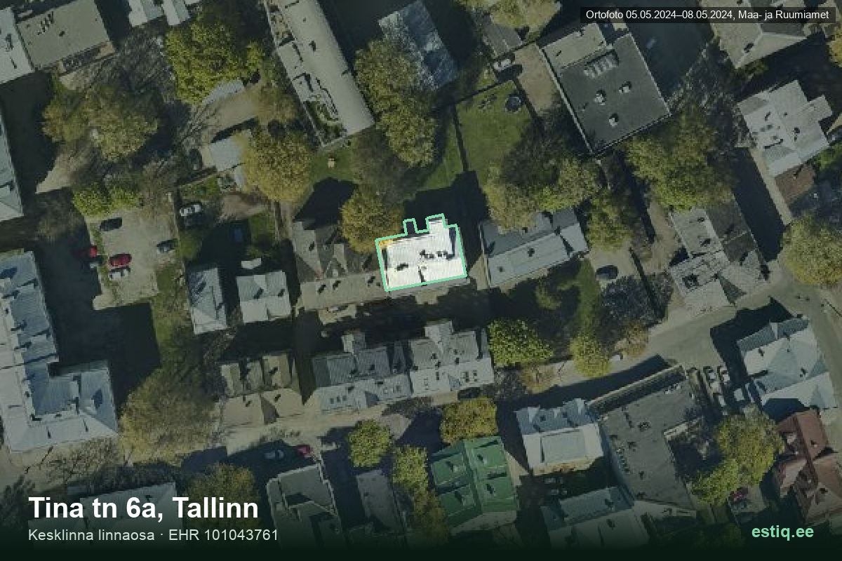 Tina tänav 6a, Tallinn – aerial photo of the building, outline from the Building Register (EHR)