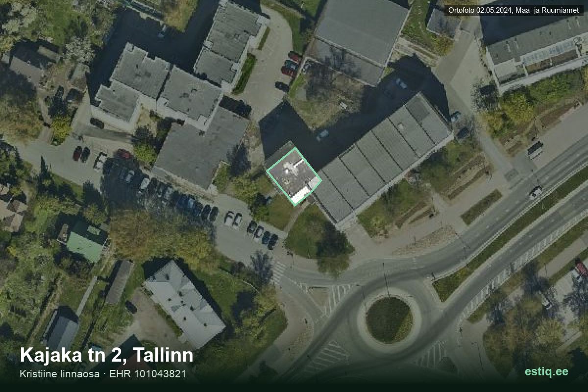 Kajaka tänav 2, Tallinn – аэрофото дома, контур по данным регистра строений (EHR)