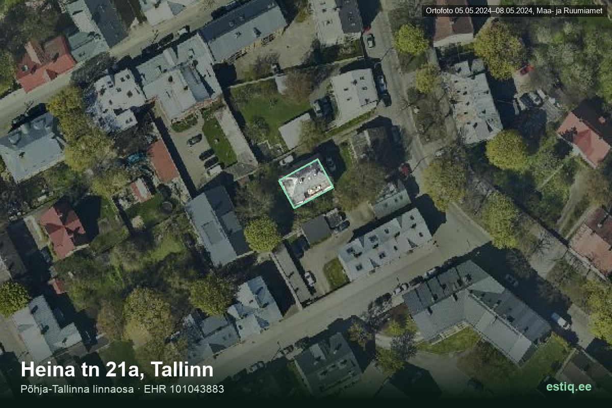 Heina tänav 21a, Tallinn – ilmakuva rakennuksesta, ääriviiva rakennusrekisteristä (EHR)