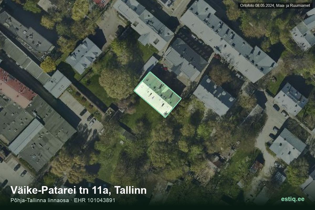 Väike-Patarei tänav 11a, Tallinn – aerial photo of the building, outline from the Building Register (EHR)