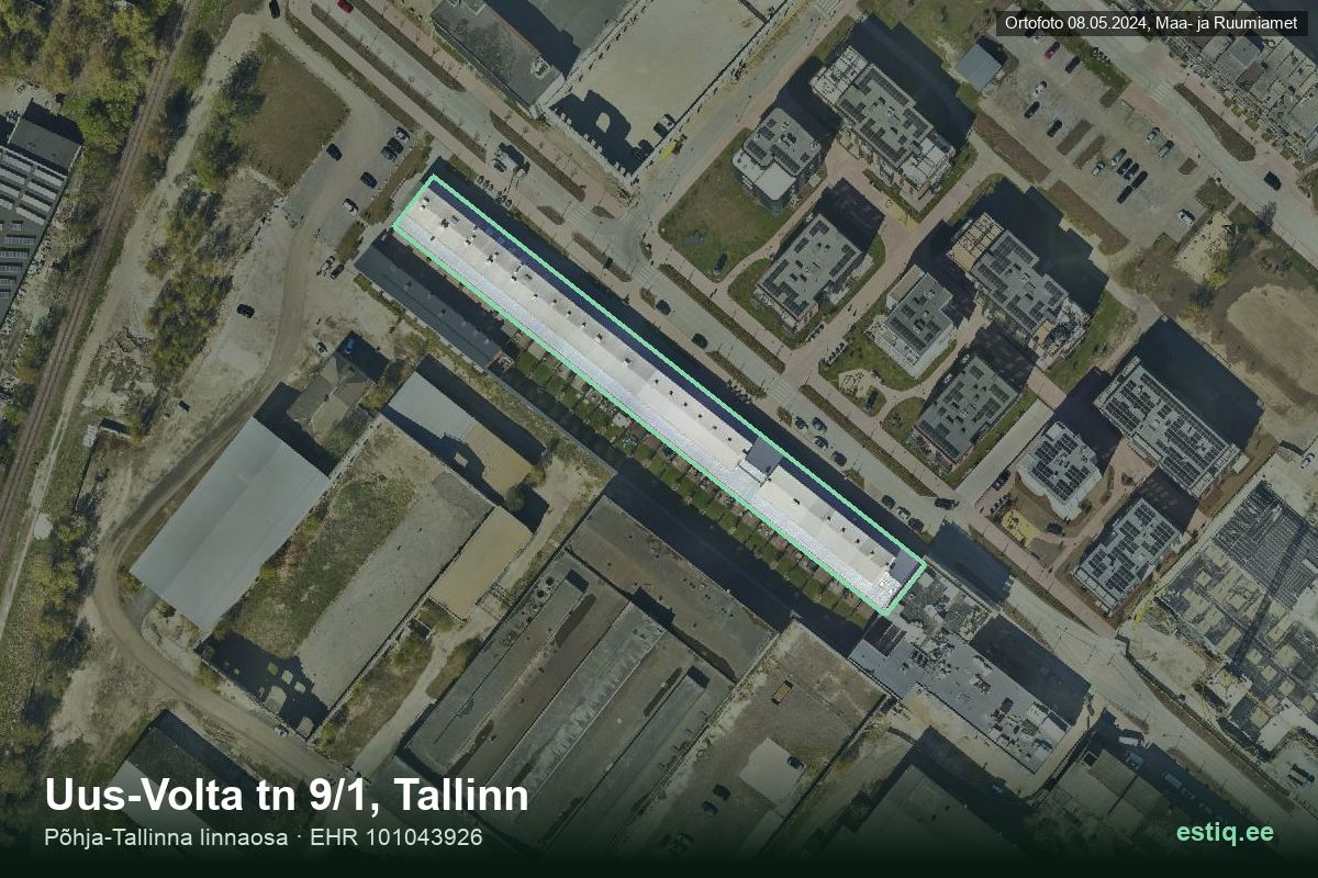 Uus-Volta tänav 9/1, Tallinn – hoone aerofoto, kontuur ehitisregistri (EHR) andmetest