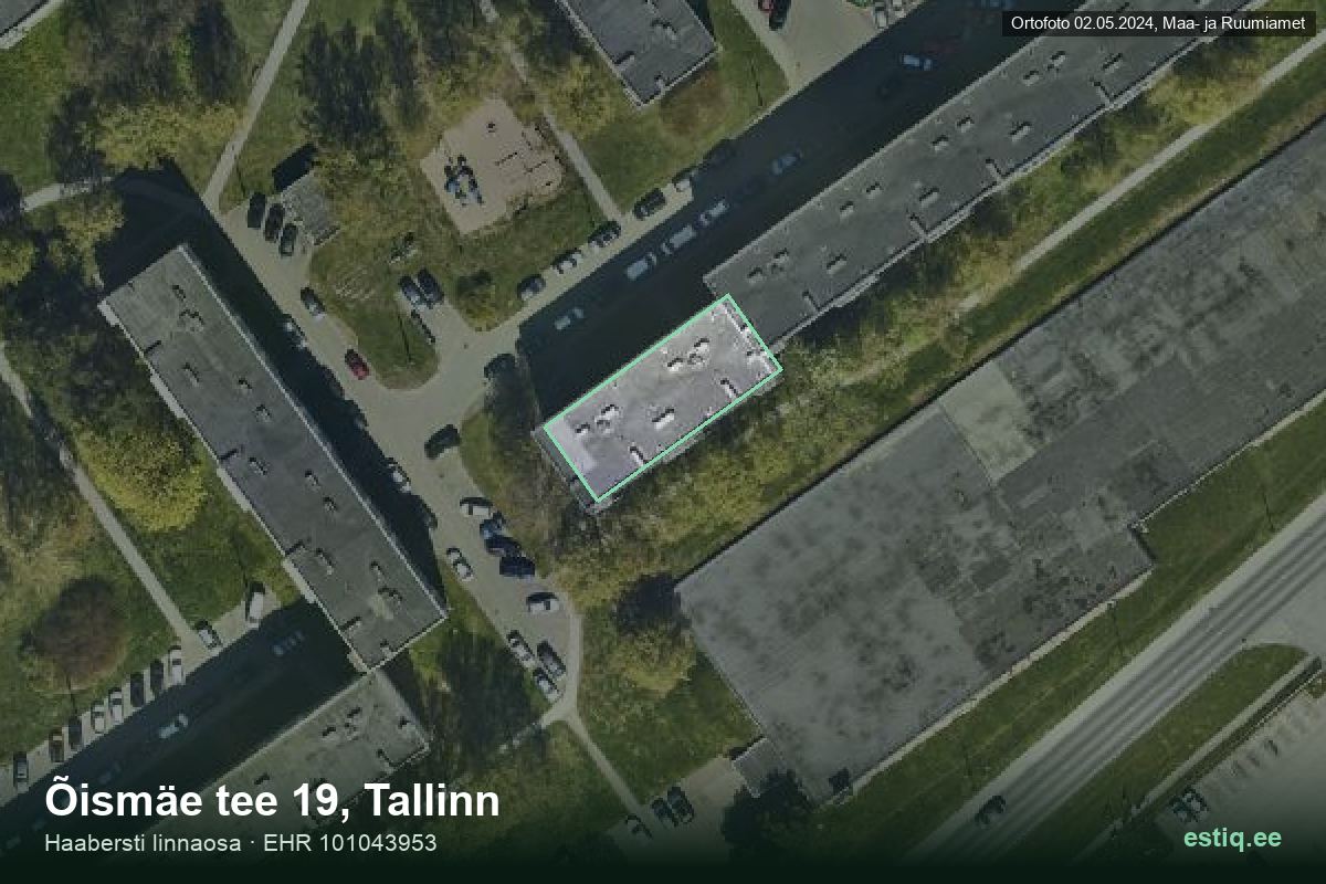 Õismäe tee 19, Tallinn – hoone aerofoto, kontuur ehitisregistri (EHR) andmetest