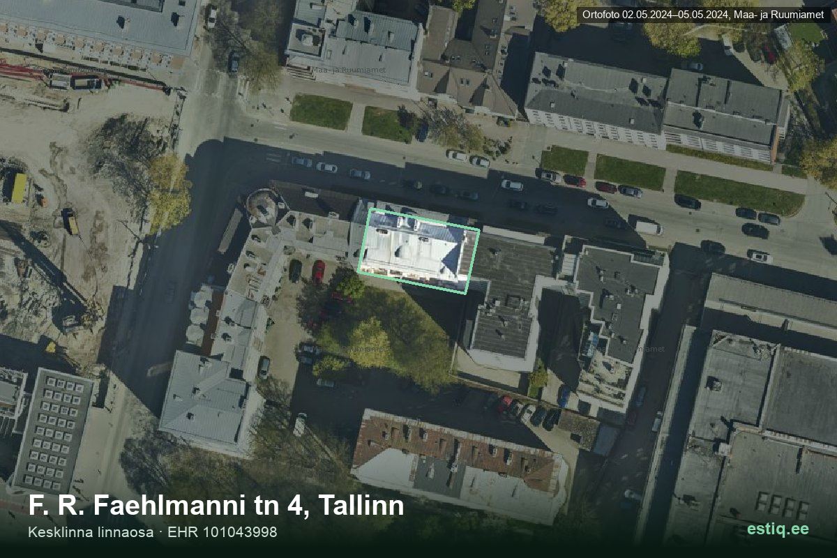 F. R. Faehlmanni tänav 4, Tallinn – aerial photo of the building, outline from the Building Register (EHR)