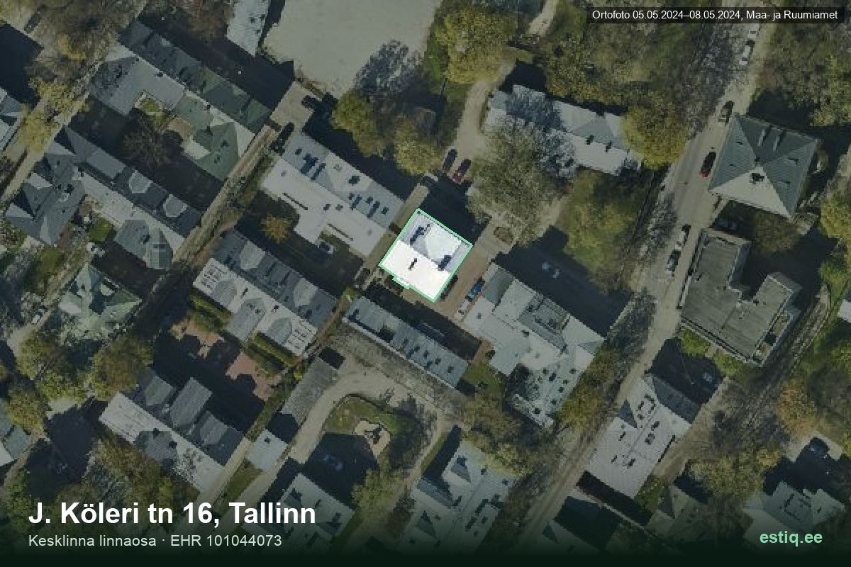 J. Köleri tänav 16, Tallinn – ilmakuva rakennuksesta, ääriviiva rakennusrekisteristä (EHR)