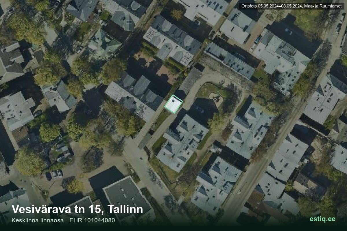 Vesivärava tänav 15, Tallinn – ilmakuva rakennuksesta, ääriviiva rakennusrekisteristä (EHR)