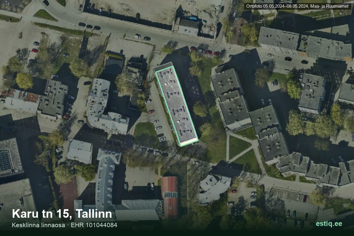 Karu tänav 15, Tallinn – aerial photo of the building, outline from the Building Register (EHR)