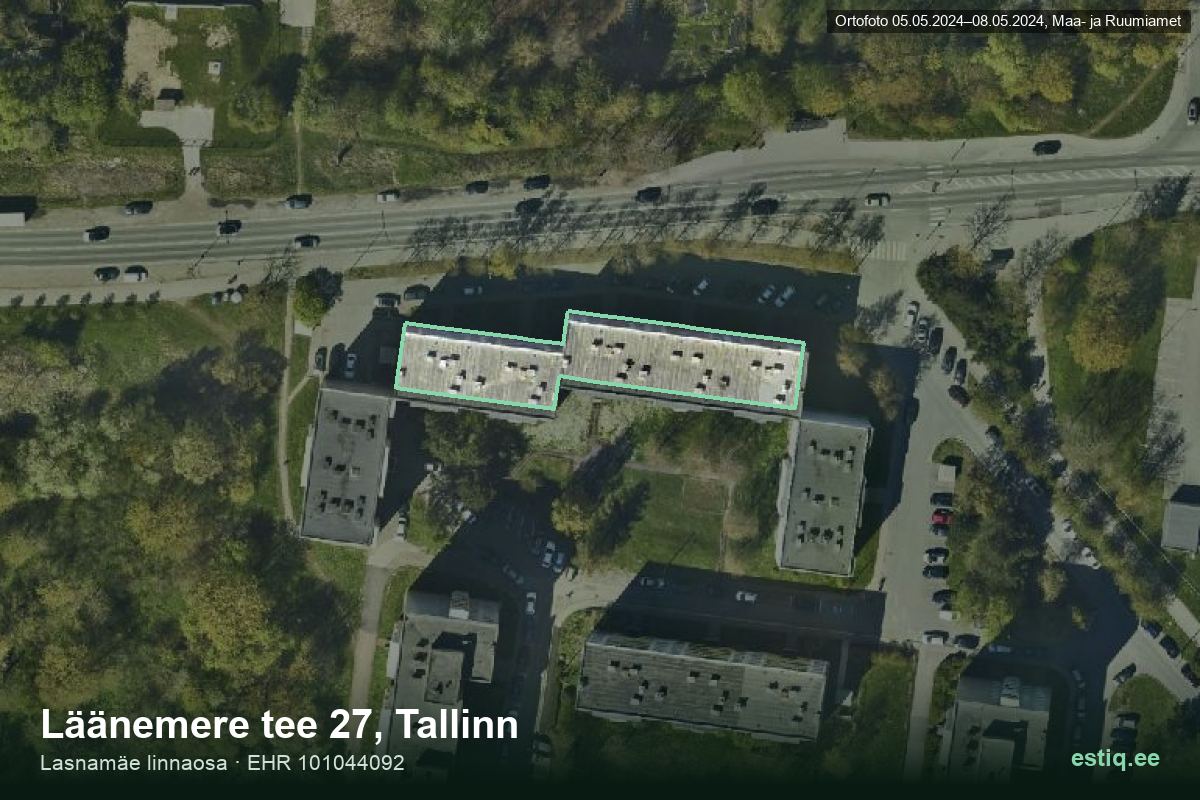 Läänemere tee 27, Tallinn – hoone aerofoto, kontuur ehitisregistri (EHR) andmetest