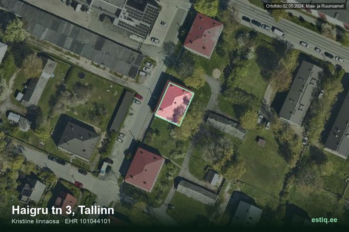 Haigru tänav 3, Tallinn – аэрофото дома, контур по данным регистра строений (EHR)