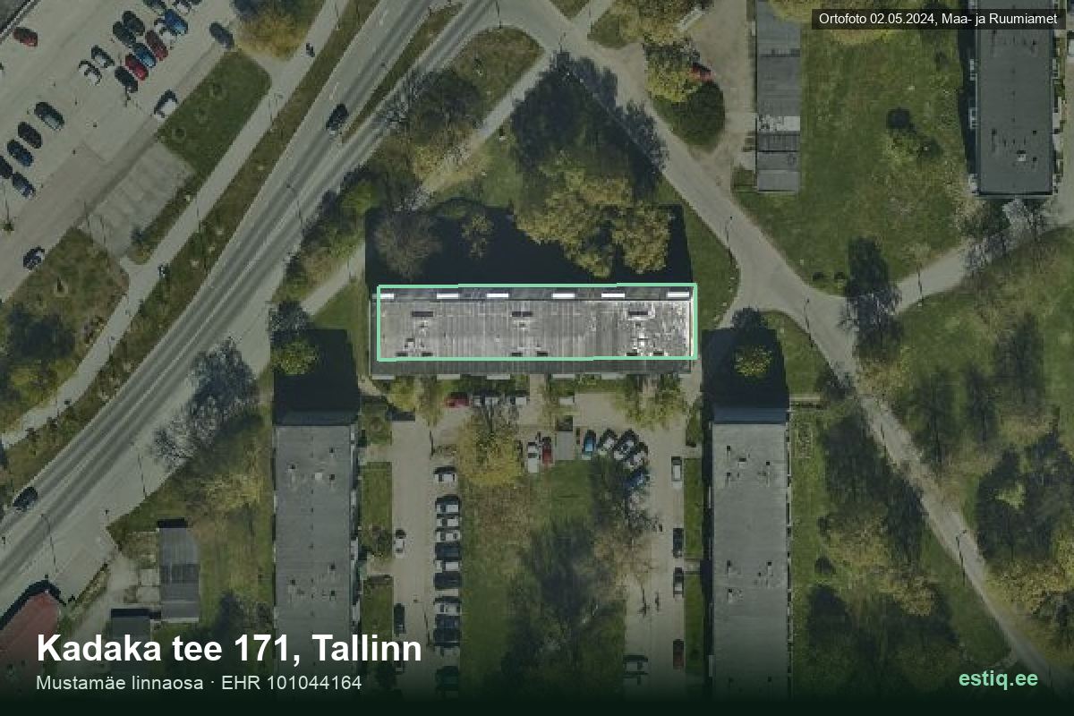 Kadaka tee 171, Tallinn – hoone aerofoto, kontuur ehitisregistri (EHR) andmetest