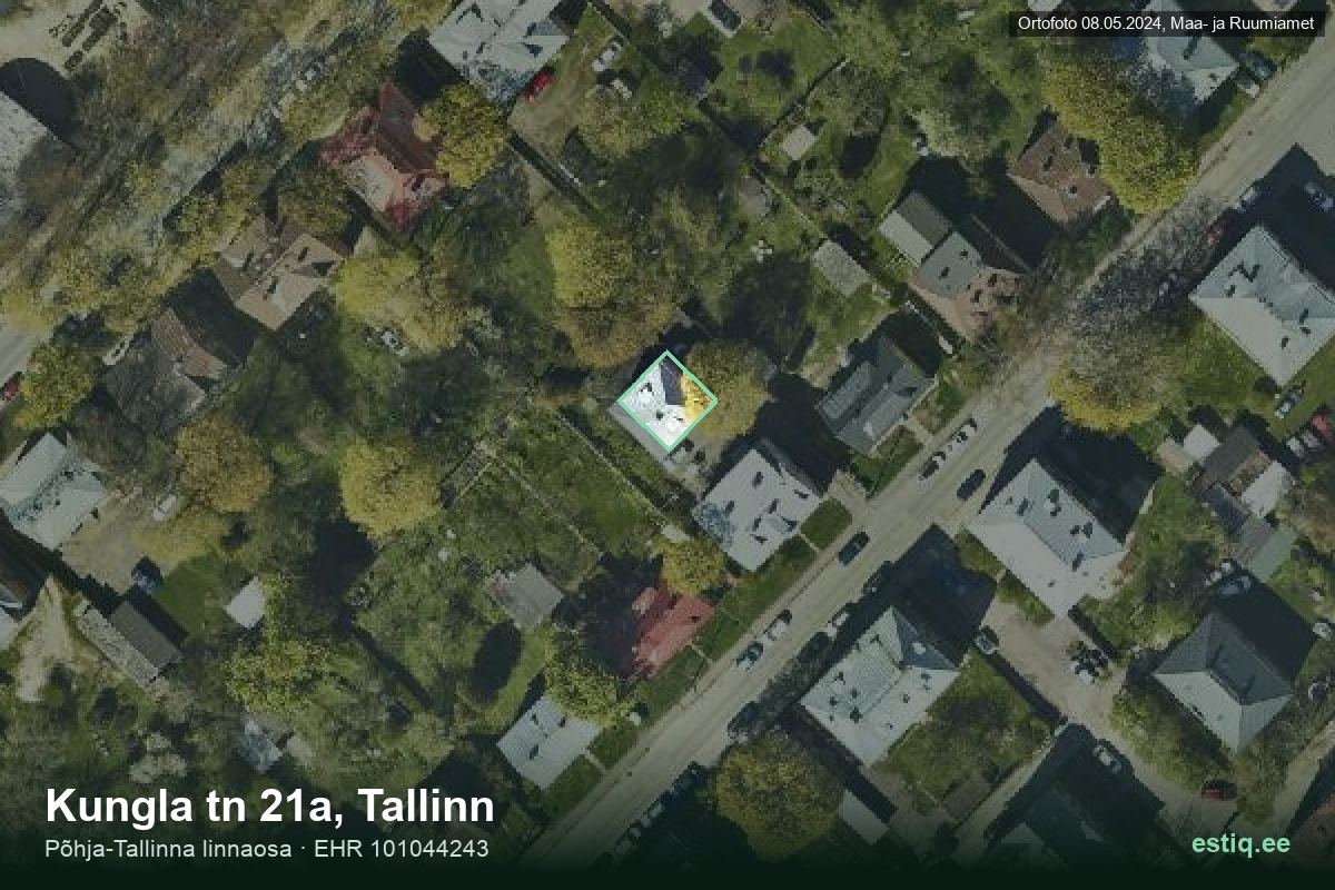Kungla tänav 21a, Tallinn – hoone aerofoto, kontuur ehitisregistri (EHR) andmetest