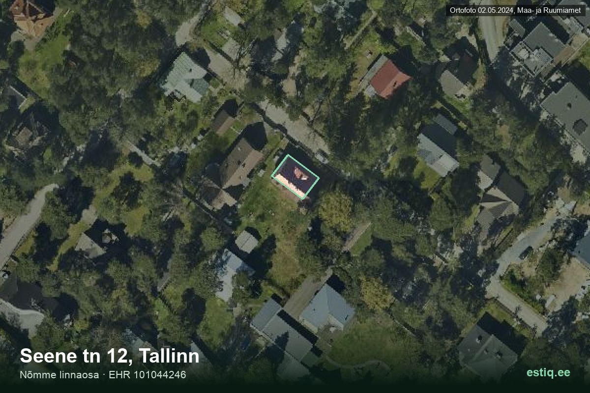 Seene tänav 12, Tallinn – hoone aerofoto, kontuur ehitisregistri (EHR) andmetest